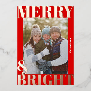 Bold Modern Red White Merry & Bright Photo