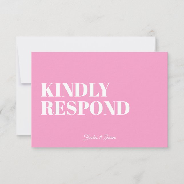 Bold modern Retro Funky Bright Wedding RSVP Card (Front)