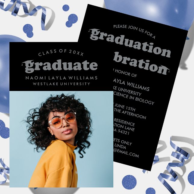 BOLD MODERN RETRO GRADUATE | GRADUATION INVITATION (Creator Uploaded)