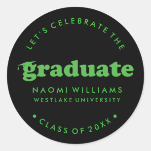 BOLD MODERN RETRO GRADUATE GRADUATION STICKER