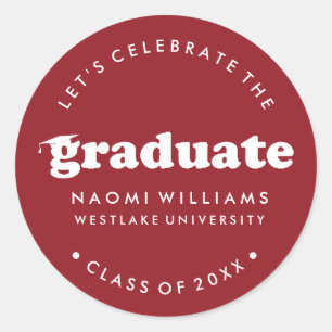 BOLD MODERN RETRO GRADUATE GRADUATION STICKER