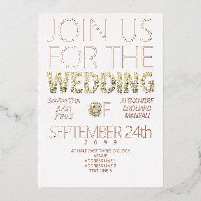 Bold Modern Rustic Boho Floral Greenery Wedding (Front)