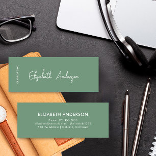 Bold Modern Sage Green Graduate Student Graduation Calling Card