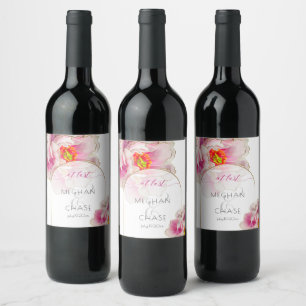 Bold Modern Scarlet  Peony  Wine Label