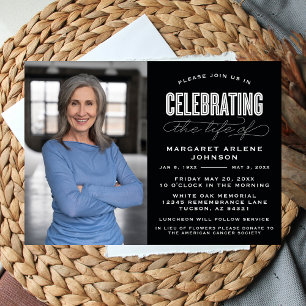 BOLD MODERN SCRIPT CELEBRATION OF LIFE FUNERAL INVITATION
