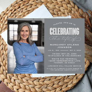 BOLD MODERN SCRIPT CELEBRATION OF LIFE FUNERAL INVITATION