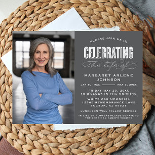 BOLD MODERN SCRIPT CELEBRATION OF LIFE FUNERAL INVITATION