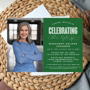 BOLD MODERN SCRIPT CELEBRATION OF LIFE FUNERAL INVITATION