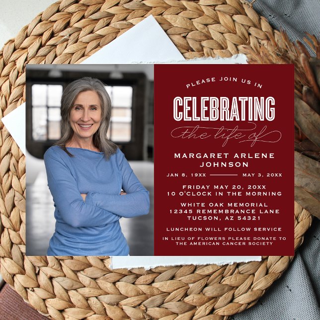 BOLD MODERN SCRIPT CELEBRATION OF LIFE FUNERAL INVITATION (Creator Uploaded)