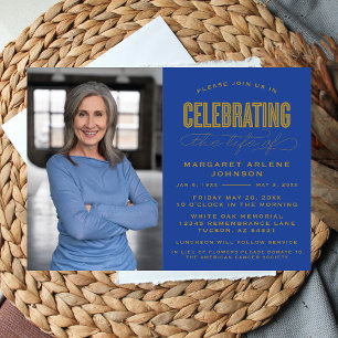 BOLD MODERN SCRIPT CELEBRATION OF LIFE FUNERAL INVITATION