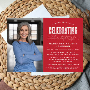 BOLD MODERN SCRIPT CELEBRATION OF LIFE FUNERAL INVITATION