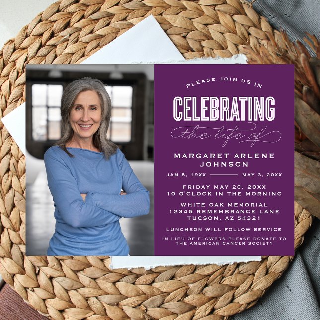 BOLD MODERN SCRIPT CELEBRATION OF LIFE FUNERAL INVITATION (Creator Uploaded)