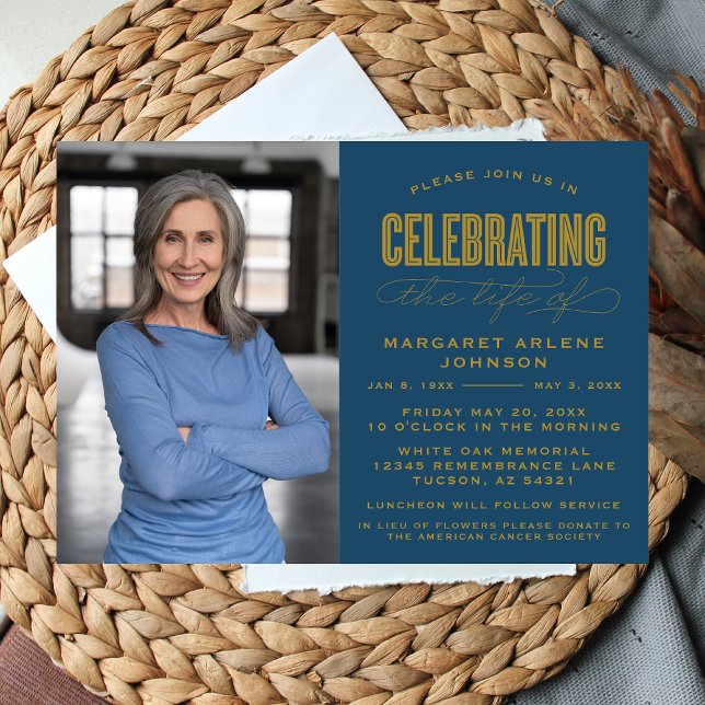 BOLD MODERN SCRIPT CELEBRATION OF LIFE FUNERAL INVITATION (Creator Uploaded)