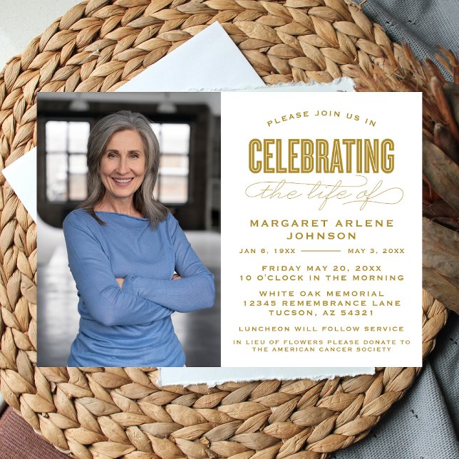 BOLD MODERN SCRIPT CELEBRATION OF LIFE FUNERAL INVITATION (Creator Uploaded)