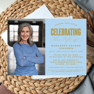 BOLD MODERN SCRIPT CELEBRATION OF LIFE FUNERAL INVITATION