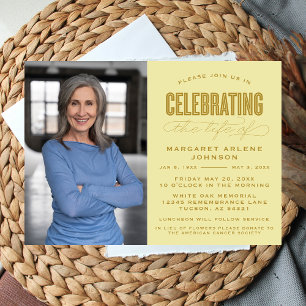 BOLD MODERN SCRIPT CELEBRATION OF LIFE FUNERAL INVITATION