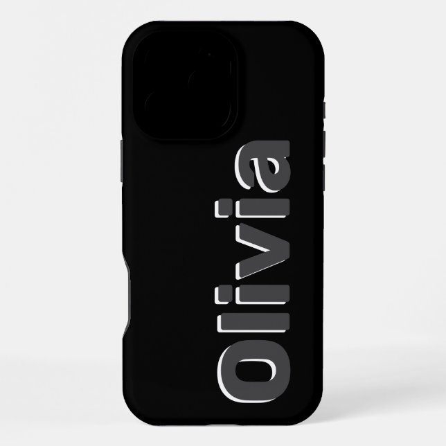Bold Modern Simple Black & Grey Name iPhone Case (Back)