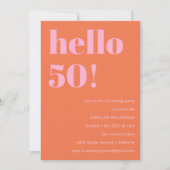 Bold Modern Simple Orange Pink 50th Birthday Party Invitation (Front)