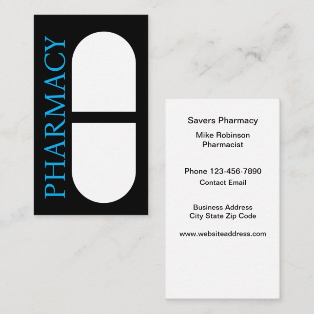 Bold Modern Simple Pharmacy Business Cards (Front/Back)