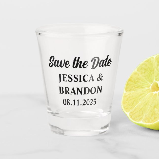 Bold Modern Simple Unique Minimalist Wedding  Shot Glass (Front)