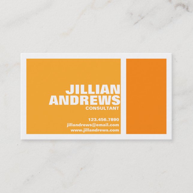 Bold Modern Split Box - Orange Business Card (Front)