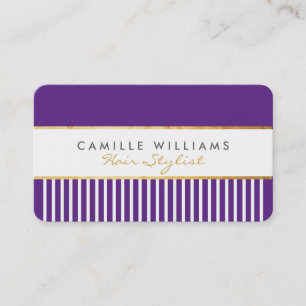 BOLD modern stylish comb design gold rich purple Business Card