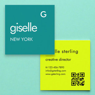Bold Modern Trendy Aqua Blue Square Business Card