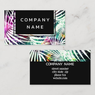 Bold Modern Tropical Palm Nature Art On Black  Business Card