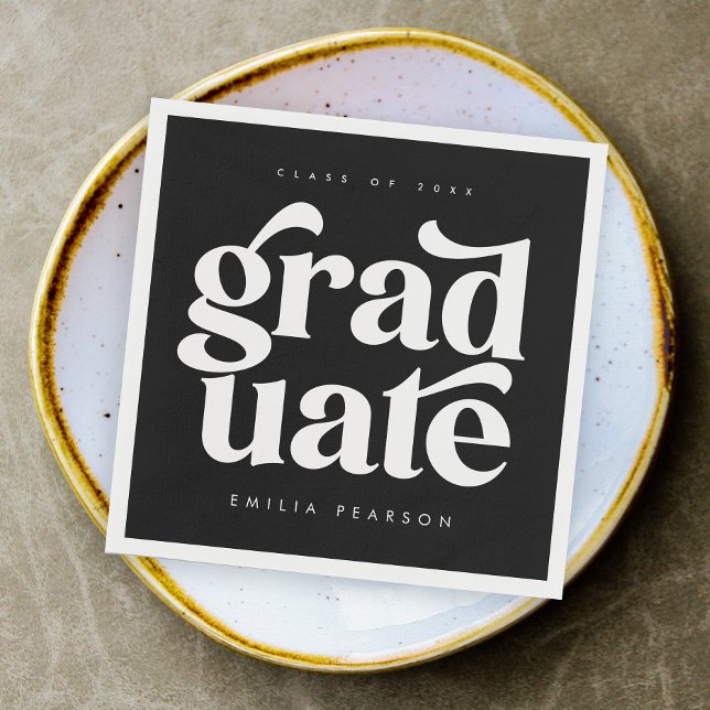Bold Modern Type Black Graduation Party Napkins (Creator Uploaded)