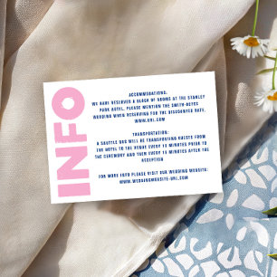 Bold Modern Type Funky Colourful Blue Pink Wedding Enclosure Card