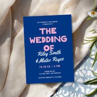 Bold Modern Type Funky Colourful Blue Pink Wedding