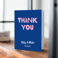 Bold Modern Type Funky Colourful Blue Pink Wedding