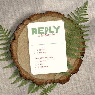 Bold Modern Type Funky Earth Tones Wedding RSVP Card