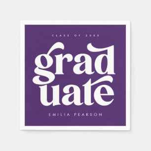 Bold Modern Type Purple Graduation Party Napkins