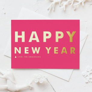 Bold Modern Typography Hot Pink Happy New Year