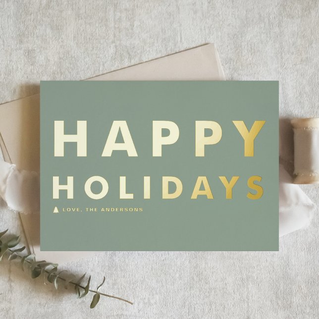 Bold Modern Typography Sage Green Happy Holidays (Creator Uploaded)