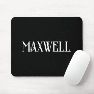 Bold Modern White Letter Personalised Family Name Mouse Pad