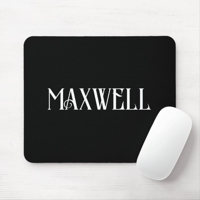 Bold Modern White Letter Personalised Family Name  Mouse Pad (With Mouse)