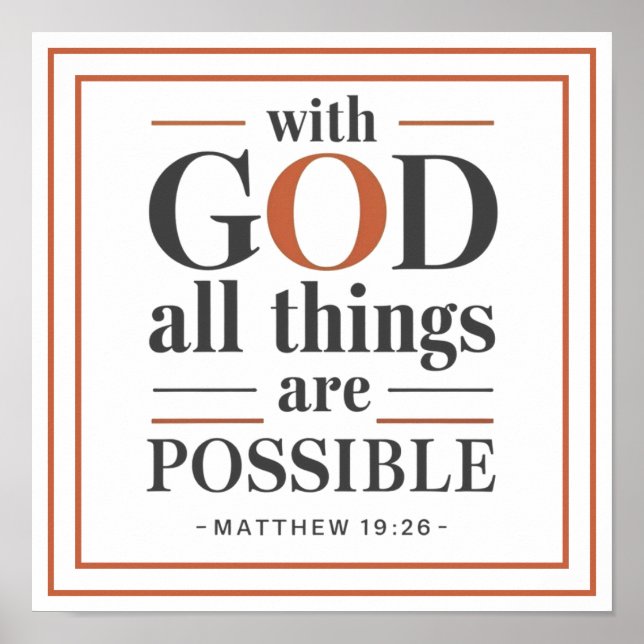 Bold Modern With God All Things Are Possible Poster (Front)