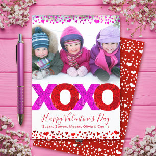 Bold Modern XOXO Valentine’s Day Photo Hearts  Holiday Card