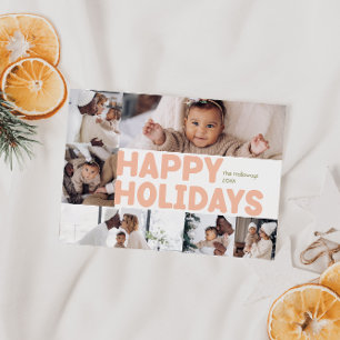 Bold Modern Year In Review Six Photo Happy Holiday Card