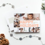 Bold Modern Year In Review Six-Photo Happy Holiday Postcard<br><div class="desc">Send warm wishes this holiday season with this unique and cute, bold modern year in review six-photo happy holiday postcard. Its simple and minimalist design features boho-inspired elements in light pink, pastel coral, sage green, blush, and peach hues. Celebrating the festive spirit of December, this design brings a cheerful and...</div>
