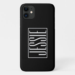 Bold & Modern Your Name or Word   White On Black Case-Mate iPhone Case