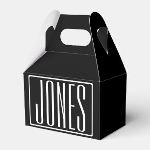Bold & Modern Your Name or Word   White On Black Favour Box