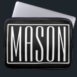 Bold & Modern Your Name or Word | White On Black Laptop Sleeve<br><div class="desc">Bold & modern.</div>