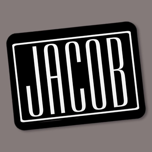 Bold & Modern Your Name or Word | White On Black Magnet (Creator Uploaded)