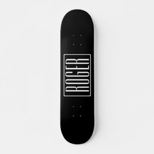 Bold & Modern Your Name or Word   White On Black Skateboard
