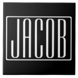 Bold & Modern Your Name or Word | White On Black Tile<br><div class="desc">Bold & modern.</div>