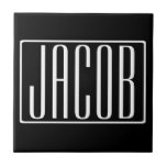 Bold & Modern Your Name or Word | White On Black Tile<br><div class="desc">Bold & modern.</div>