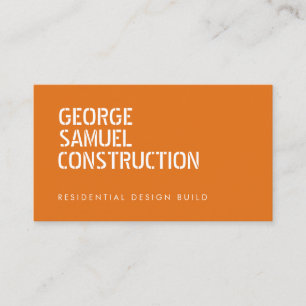 Bold Molded Construction Business QR Code Orange Business Card